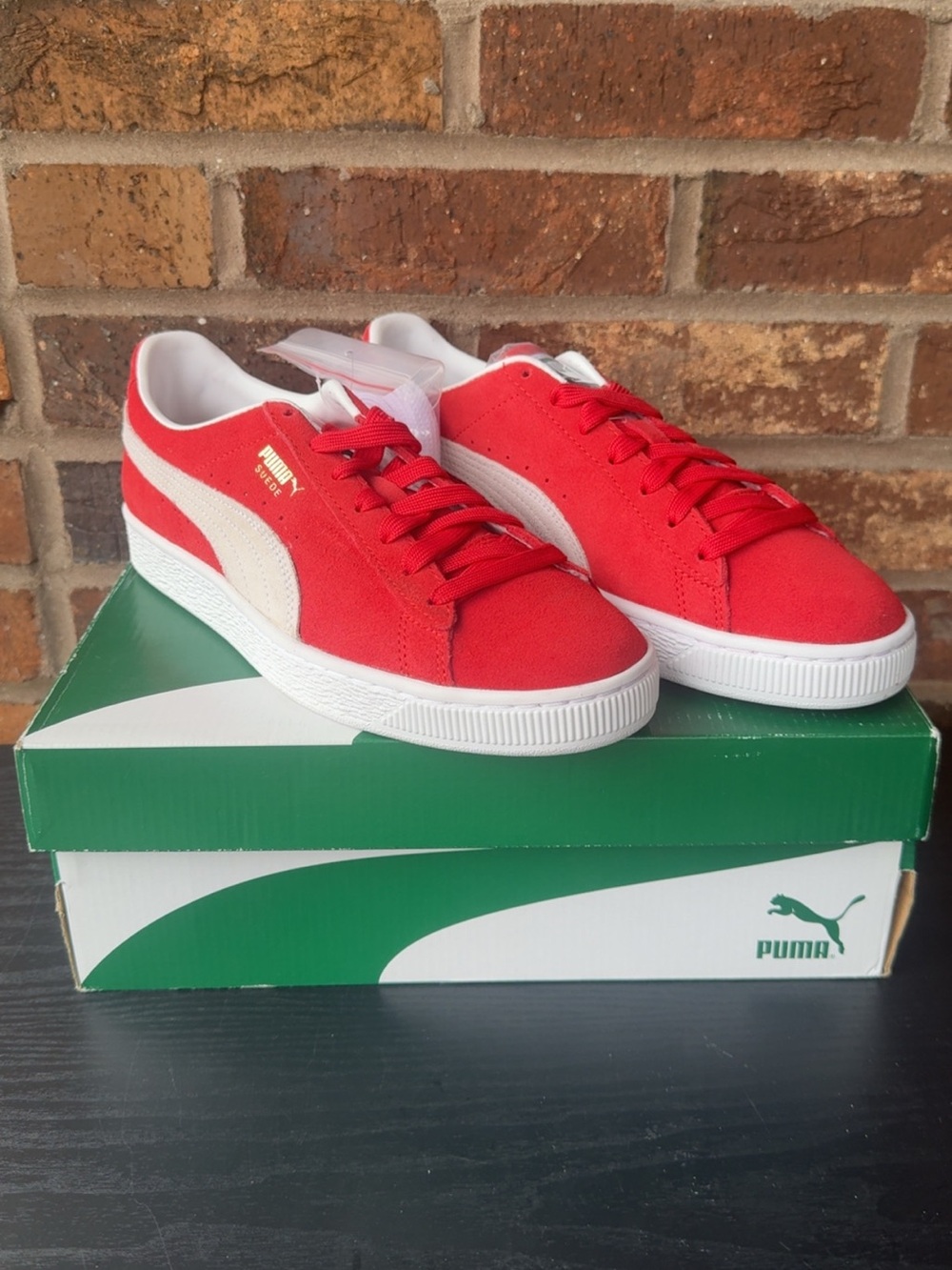 Puma Red Suede Suede Classic Low-Top Sneakers with White Formstrip. NO BOX.